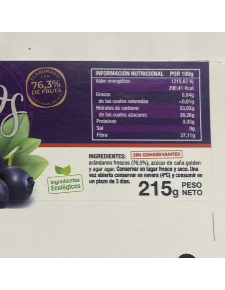 Mermelada arándano ecológica